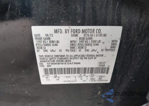 2014 Ford Explorer Limited из США, поврежденный, VIN 1FM5K8F81EGA73626